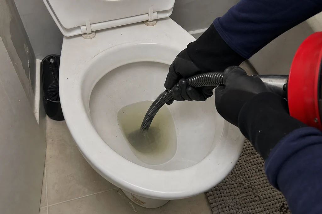 Furet électrique en action dans WC bouché