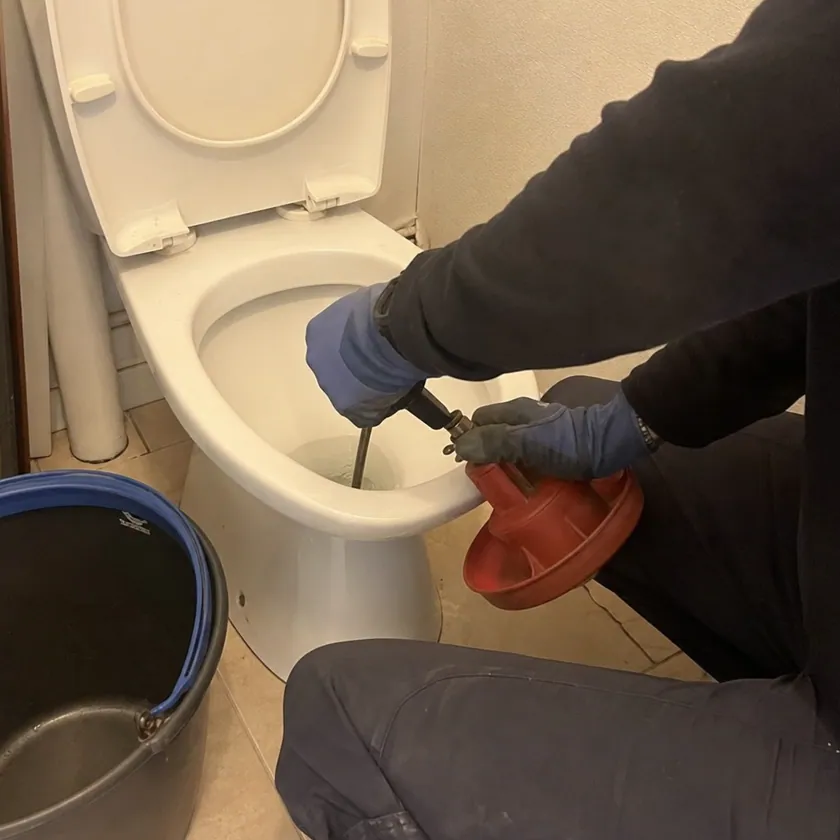 Déboucheur manuel et seau près WC